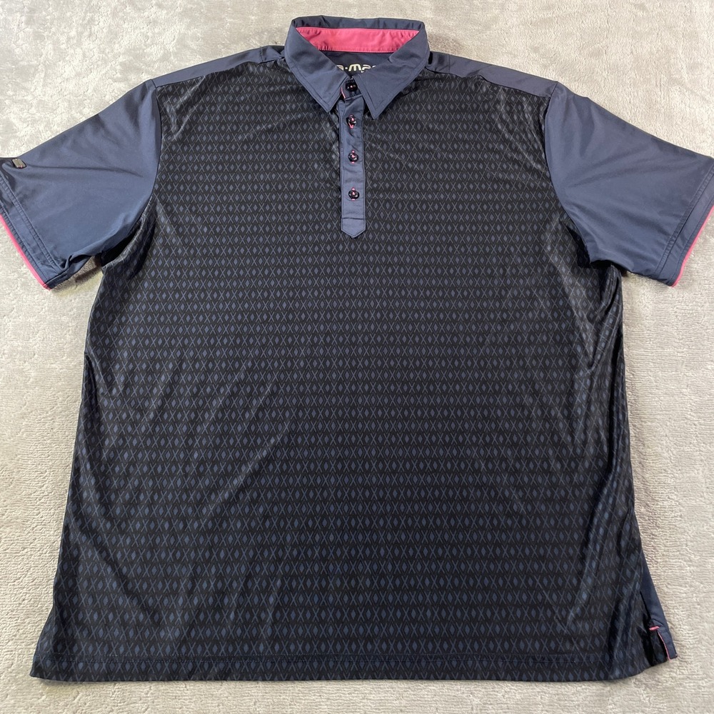 G-Mac by Kartel Polo Shirt Mens XL Blue Golf Performance Geometric Diamond Light